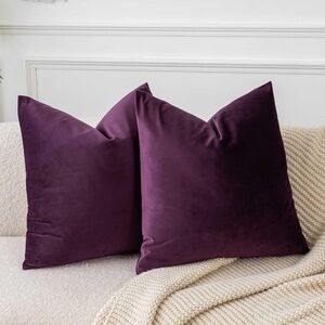 Velvet Eggplant/Purple Throw Pillow Cover Set of 2